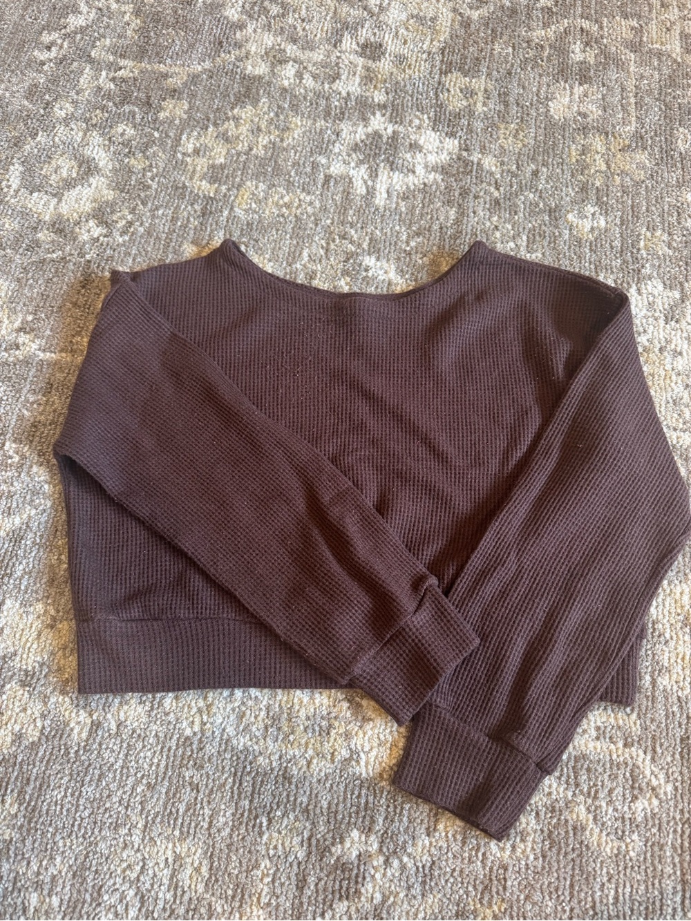 Women's Waffle-Knit Scoop Neck Top - Dark Brown